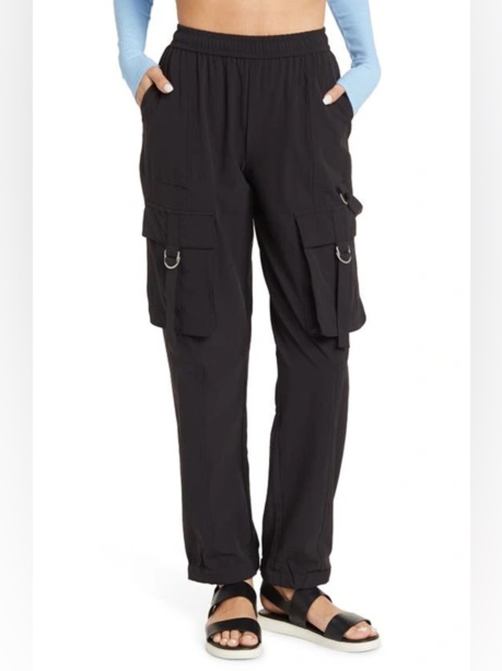 New Alo Yoga High Waist City Wise Cargo Straight Pants in Black Size XS $158